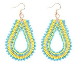 Tear Drop Yellow and Blue Earrings